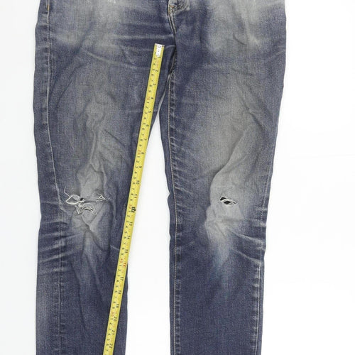 Carhartt Men’s Blue Straight Fit 32x34 Distressed Denim Jeans