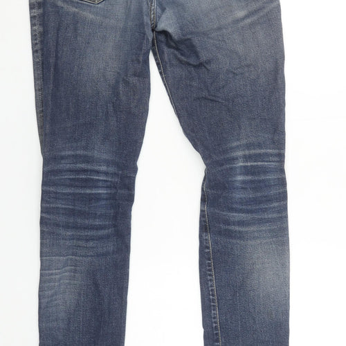 Carhartt Men’s Blue Straight Fit 32x34 Distressed Denim Jeans