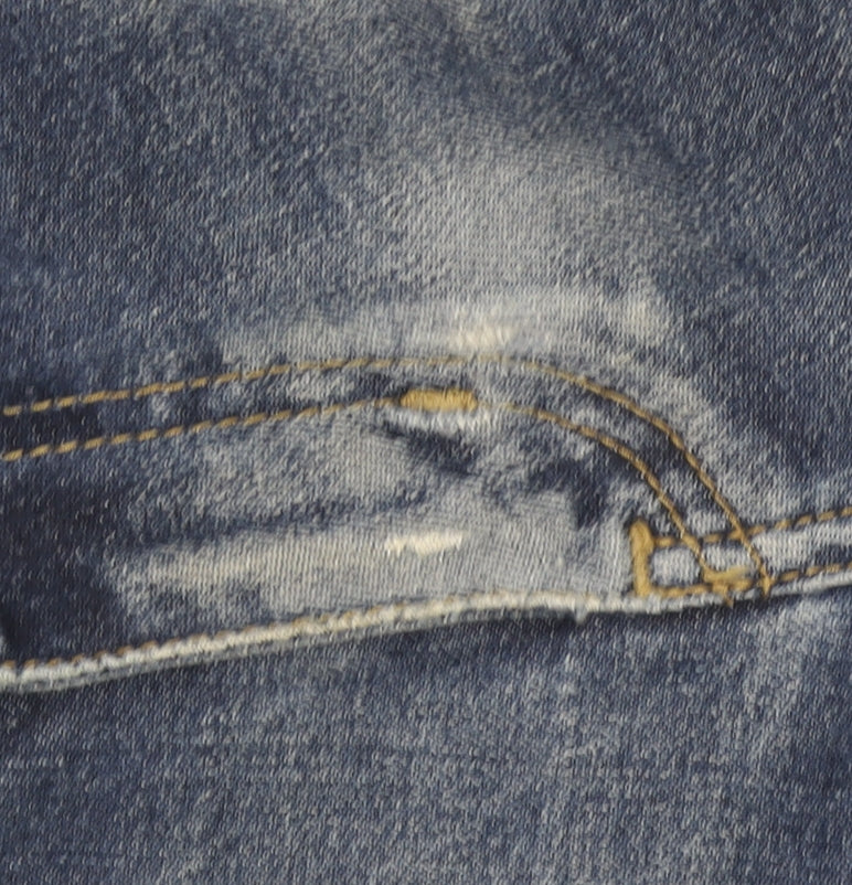 Carhartt Men’s Blue Straight Fit 32x34 Distressed Denim Jeans