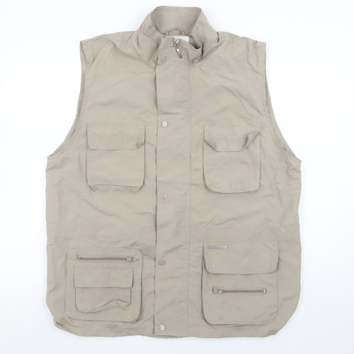 Champion Mens Beige L Waistcoat Bodywarmer Vest Outdoor Multi Pocket