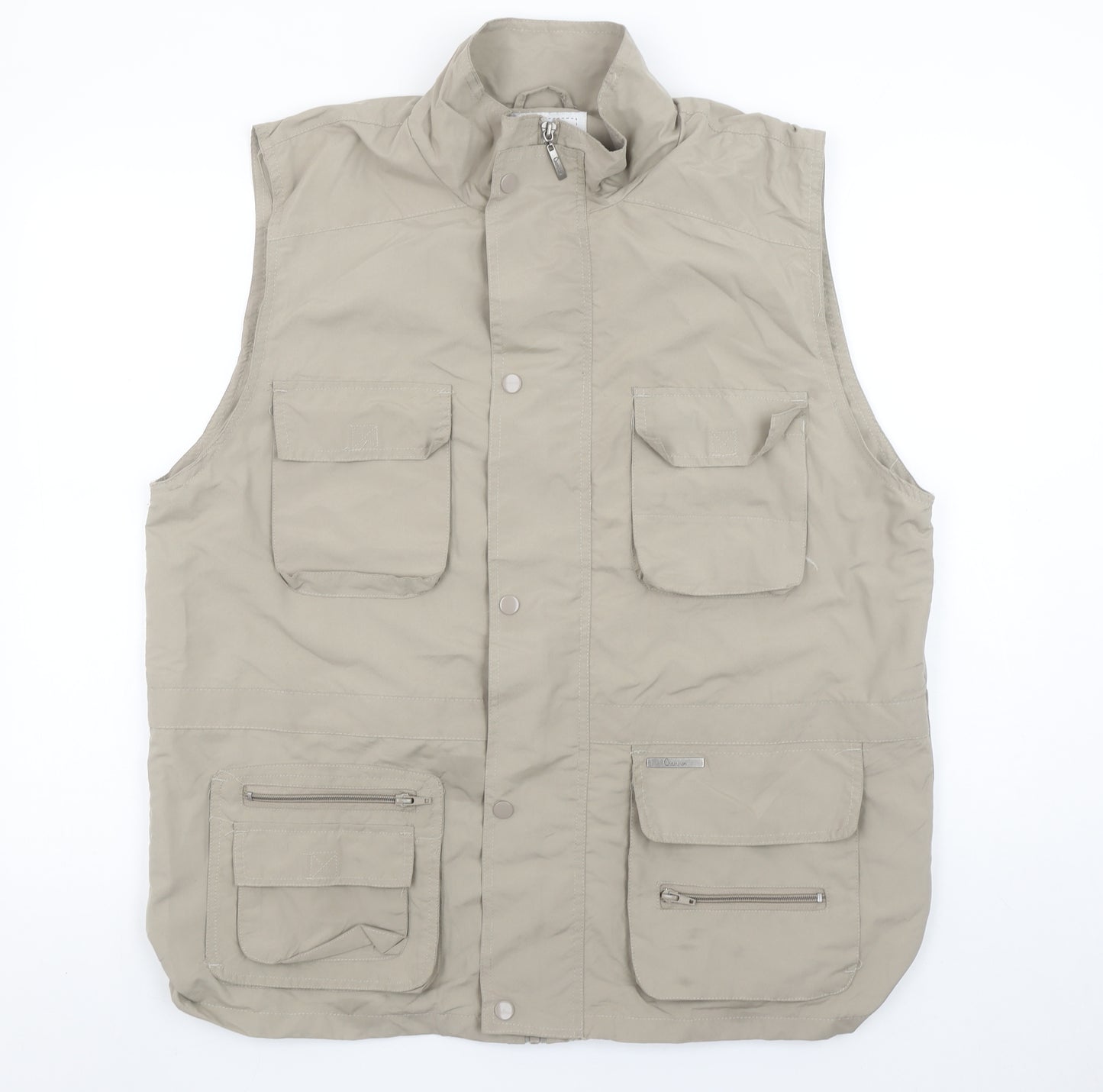 Champion Mens Beige L Waistcoat Bodywarmer Vest Outdoor Multi Pocket