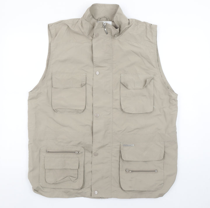 Champion Mens Beige L Waistcoat Bodywarmer Vest Outdoor Multi Pocket