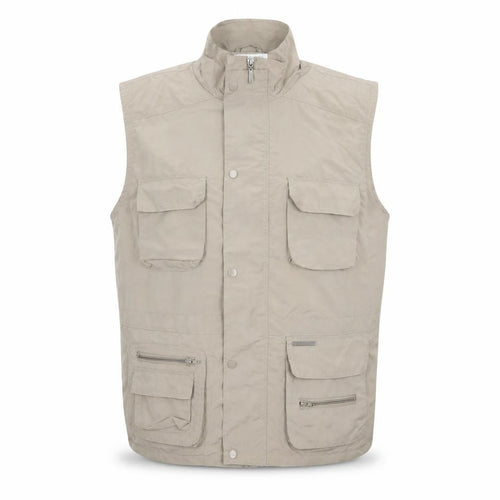 Champion Mens Beige L Waistcoat Bodywarmer Vest Outdoor Multi Pocket