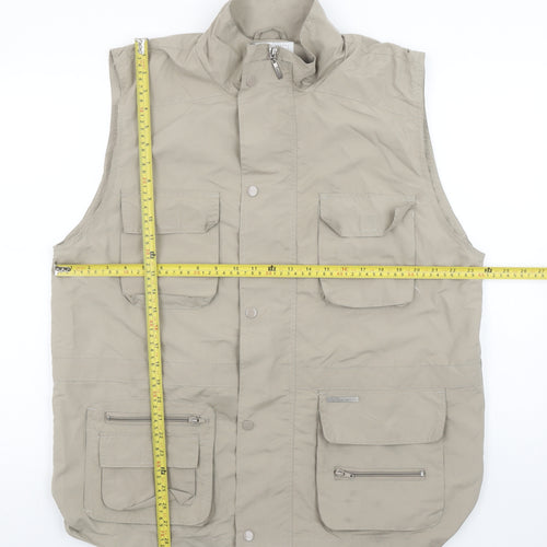Champion Mens Beige L Waistcoat Bodywarmer Vest Outdoor Multi Pocket
