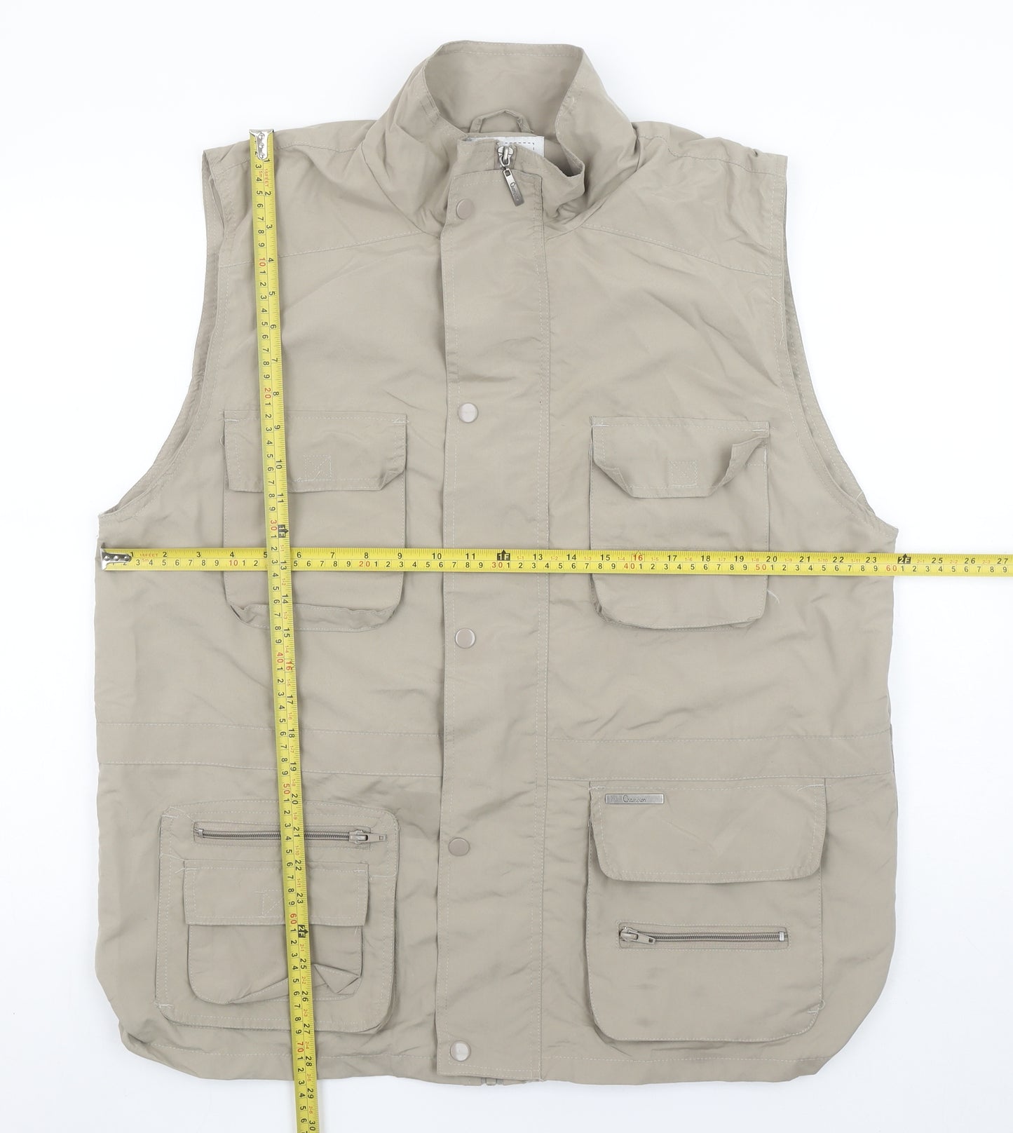 Champion Mens Beige L Waistcoat Bodywarmer Vest Outdoor Multi Pocket