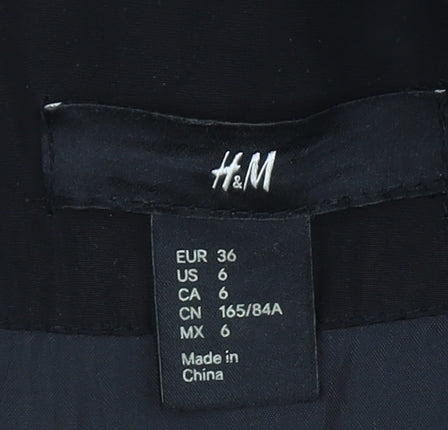 H&M Womens Black Puffer Jacket Size 8 Hooded Winter Coat