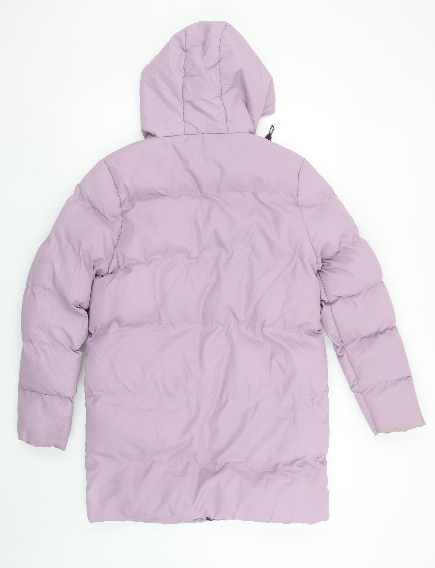 Brave Soul Womens Purple Long Puffer Coat Hooded XS