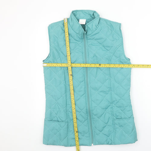 Anne De Lançay Women Blue Quilted Sleeveless Waistcoat Size S
