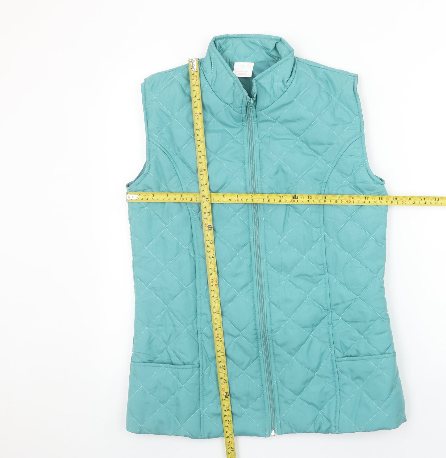 Anne De Lançay Women Blue Quilted Sleeveless Waistcoat Size S