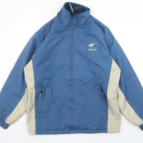 Australia Men’s Blue Windbreaker Jacket M Polyester Embroidered Logo