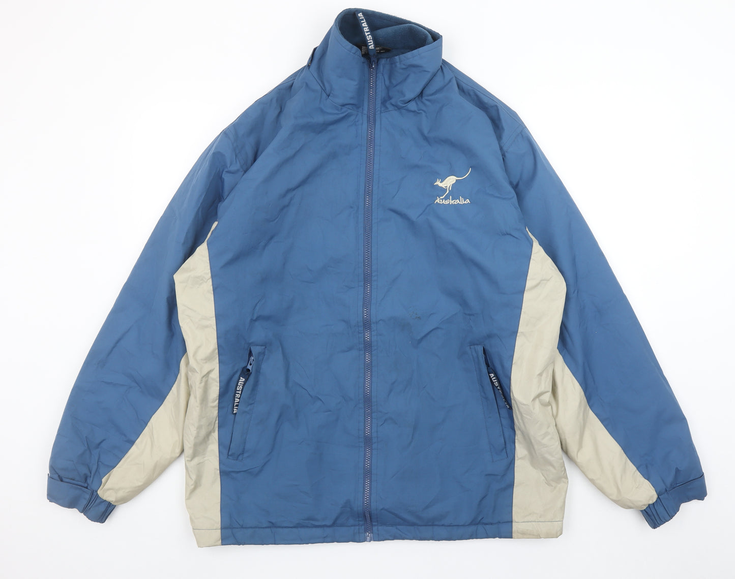 Australia Men’s Blue Windbreaker Jacket M Polyester Embroidered Logo