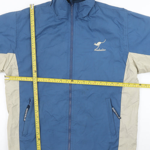 Australia Men’s Blue Windbreaker Jacket M Polyester Embroidered Logo