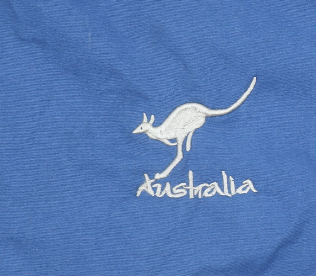 Australia Men’s Blue Windbreaker Jacket M Polyester Embroidered Logo