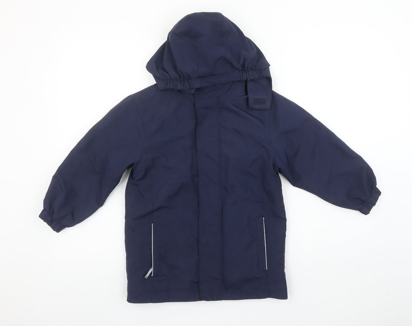 John Lewis Boys Blue Hooded Parka Coat 5-6 Years Water Resistant