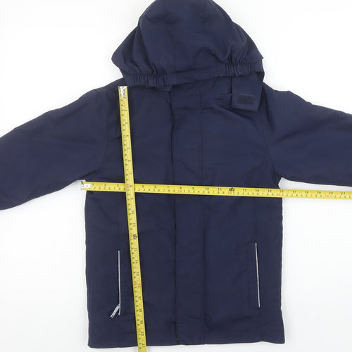 John Lewis Boys Blue Hooded Parka Coat 5-6 Years Water Resistant