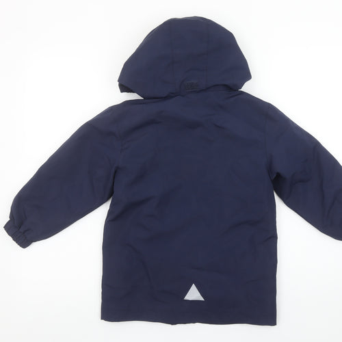 John Lewis Boys Blue Hooded Parka Coat 5-6 Years Water Resistant