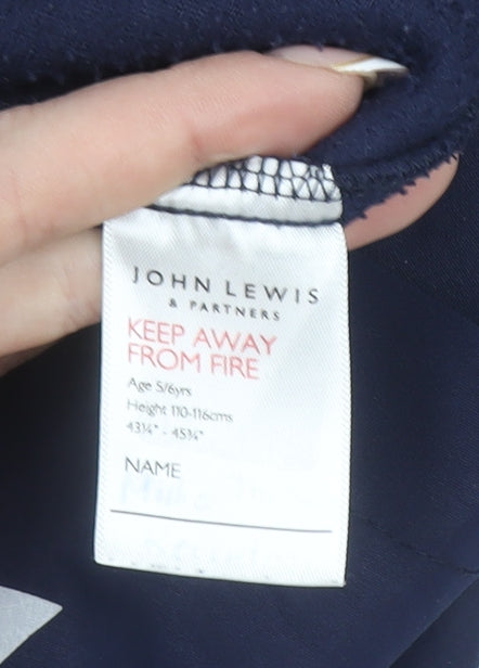 John Lewis Boys Blue Hooded Parka Coat 5-6 Years Water Resistant