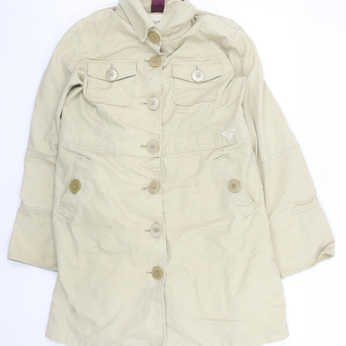 Roxy Women Beige Mid-Length Cotton Trench Coat Size 12