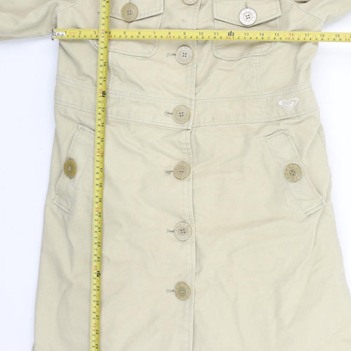Roxy Women Beige Mid-Length Cotton Trench Coat Size 12