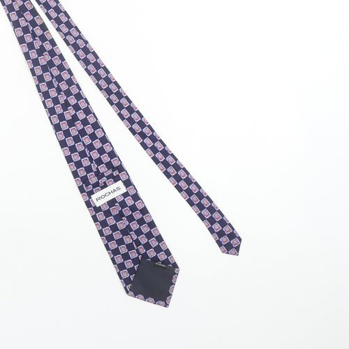 Rochas Men's Blue Geometric Pure Silk Designer Tie One Size
