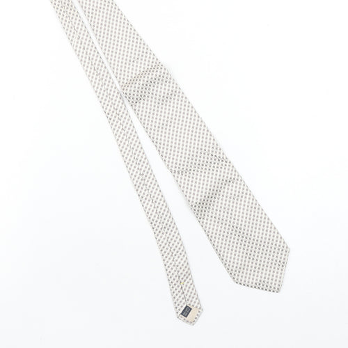 La Corona Men’s Beige Geometric Silk Tie – Designer Woven Style
