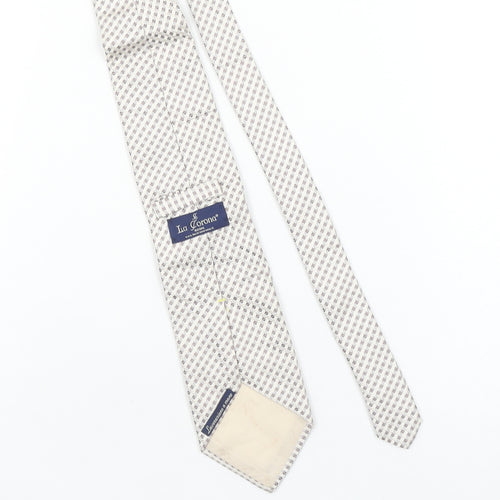 La Corona Men’s Beige Geometric Silk Tie – Designer Woven Style