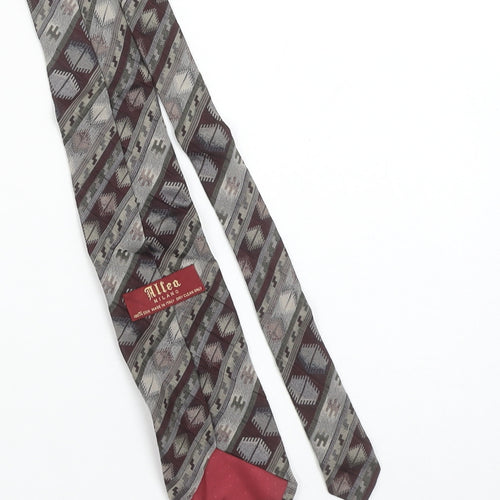 Altea Milano Men's Grey Geometric Designer Silk Tie One Size