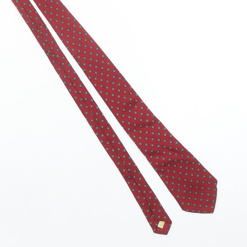 Marks and Spencer Men Red Silk Patterned Tie 176 Slim Style Made in Italy