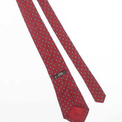 Marks and Spencer Men Red Silk Patterned Tie 176 Slim Style Made in Italy