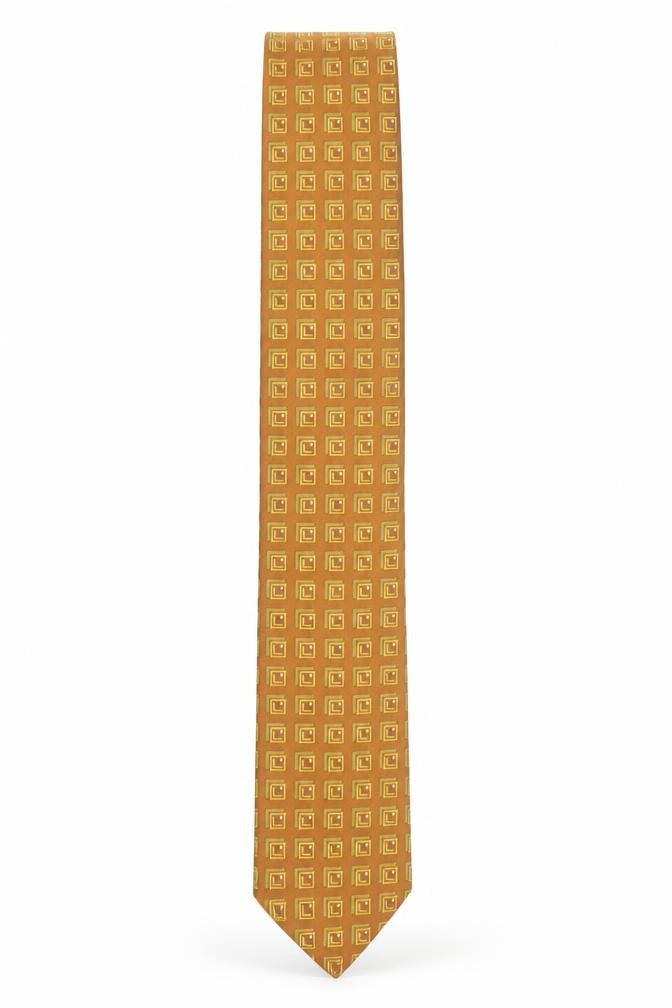Front view of Stralford Tie Rack Men's Bronze Geometric 100% Silk Designer Tie
