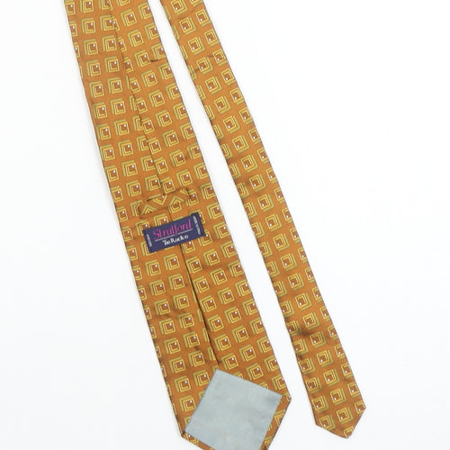 Stralford Tie Rack Men's Bronze Geometric 100% Silk Designer Tie