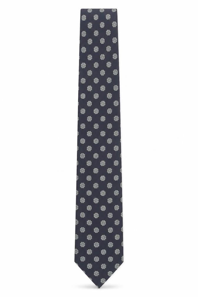 Trevelyan of Jermyn Street Men's Blue Pure Silk Patterned Tie