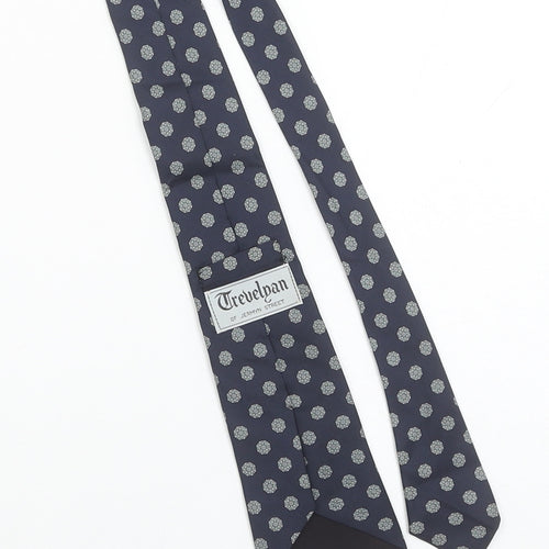 Trevelyan of Jermyn Street Men's Blue Pure Silk Patterned Tie
