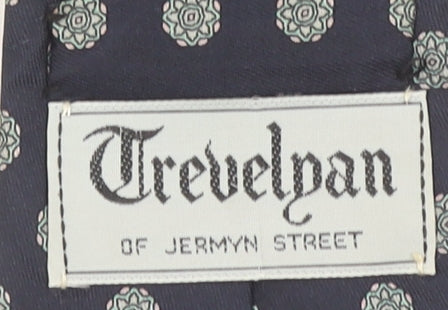Trevelyan of Jermyn Street Men's Blue Pure Silk Patterned Tie