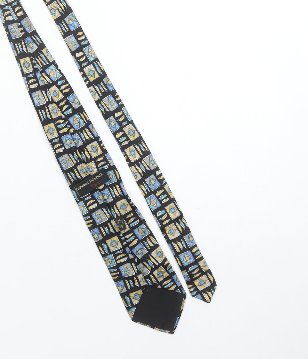 Carnaval De Venise Men's Black Geometric Designer Silk Tie