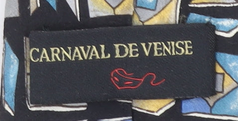 Carnaval De Venise Men's Black Geometric Designer Silk Tie