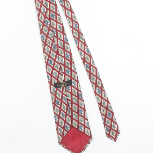 Marks and Spencer St Michael Men's Red Silk Geometric Designer Tie