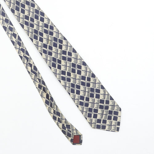 Burton Mens Blue Geometric Pure Silk Tie One Size