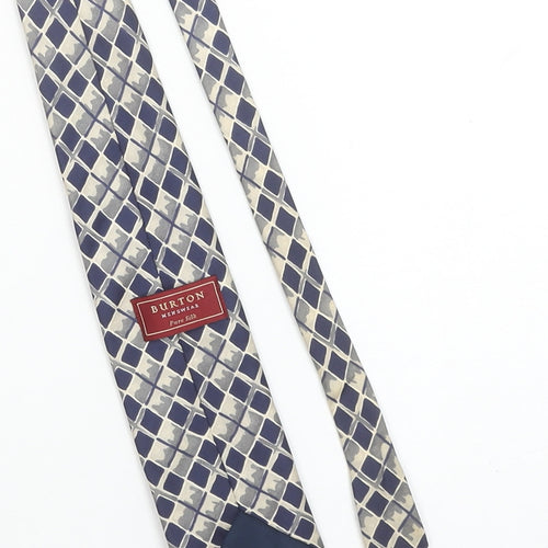 Burton Mens Blue Geometric Pure Silk Tie One Size