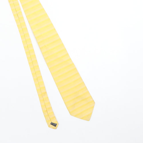 Marks and Spencer Men's Yellow Striped Silk Tie Classic Style 176