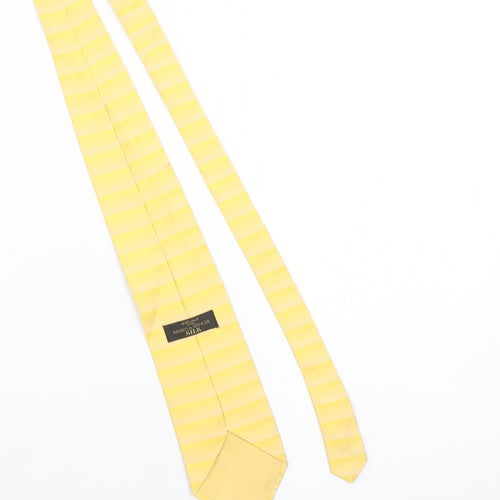 Marks and Spencer Men's Yellow Striped Silk Tie Classic Style 176