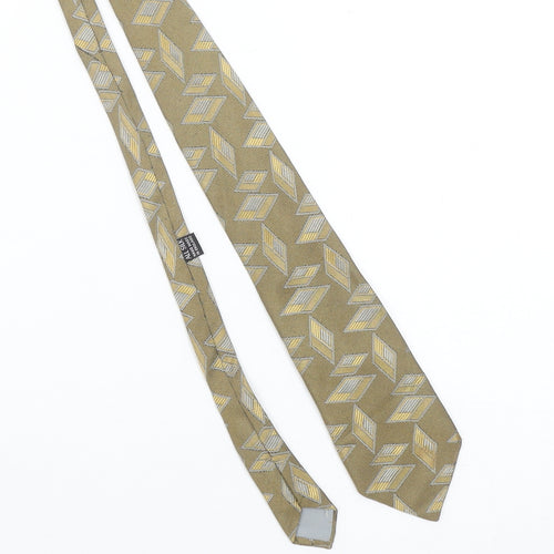 John Harmer Men’s Beige Geometric Silk Tie Handmade in England One Size