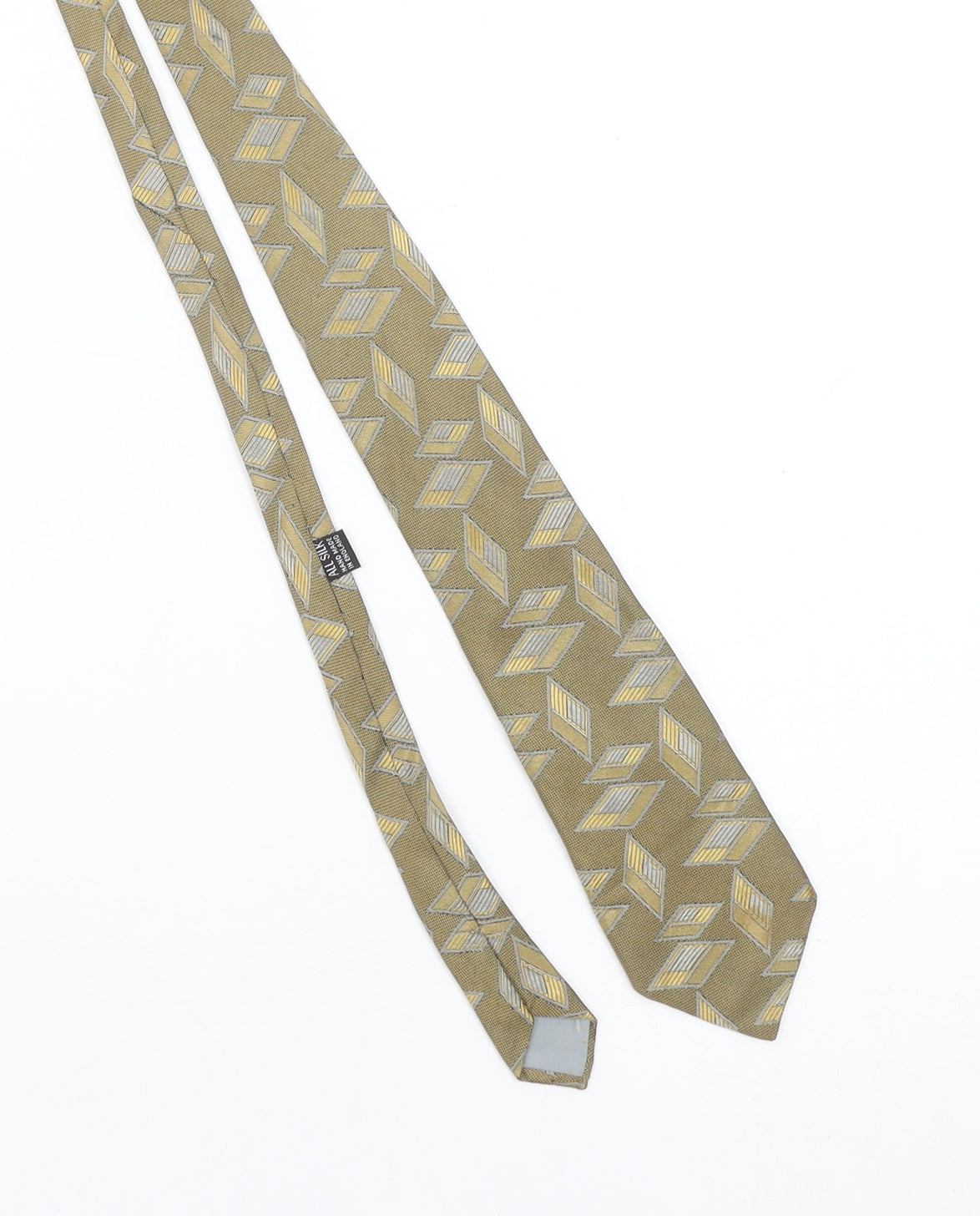 John Harmer Men’s Beige Geometric Silk Tie Handmade in England One Size