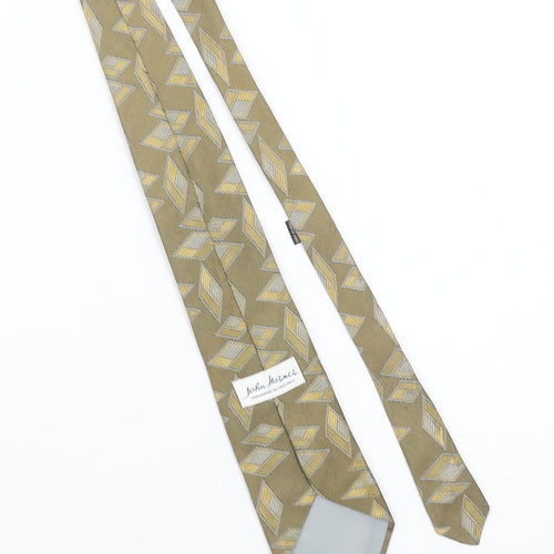 John Harmer Men’s Beige Geometric Silk Tie Handmade in England One Size