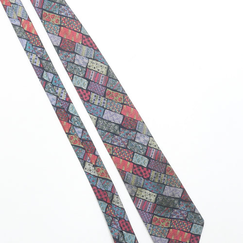 Aquascutum Men’s Multicoloured Pure Silk Geometric Designer Tie One Size