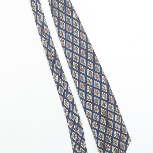 Marks and Spencer St Michael Blue Silk Geometric Men's Tie