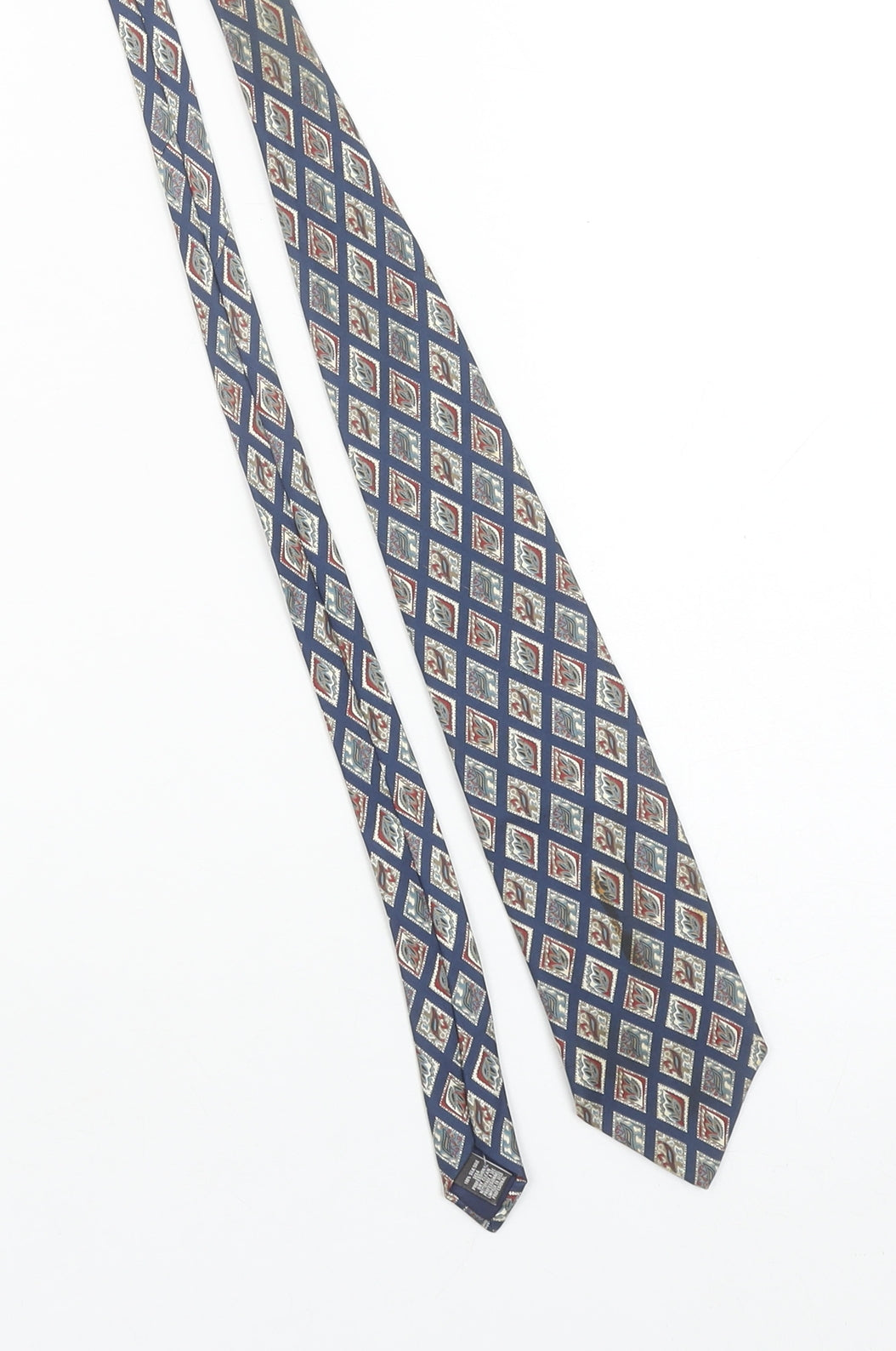 Marks and Spencer St Michael Blue Silk Geometric Men's Tie