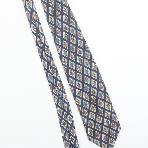 Marks and Spencer St Michael Blue Silk Geometric Men's Tie
