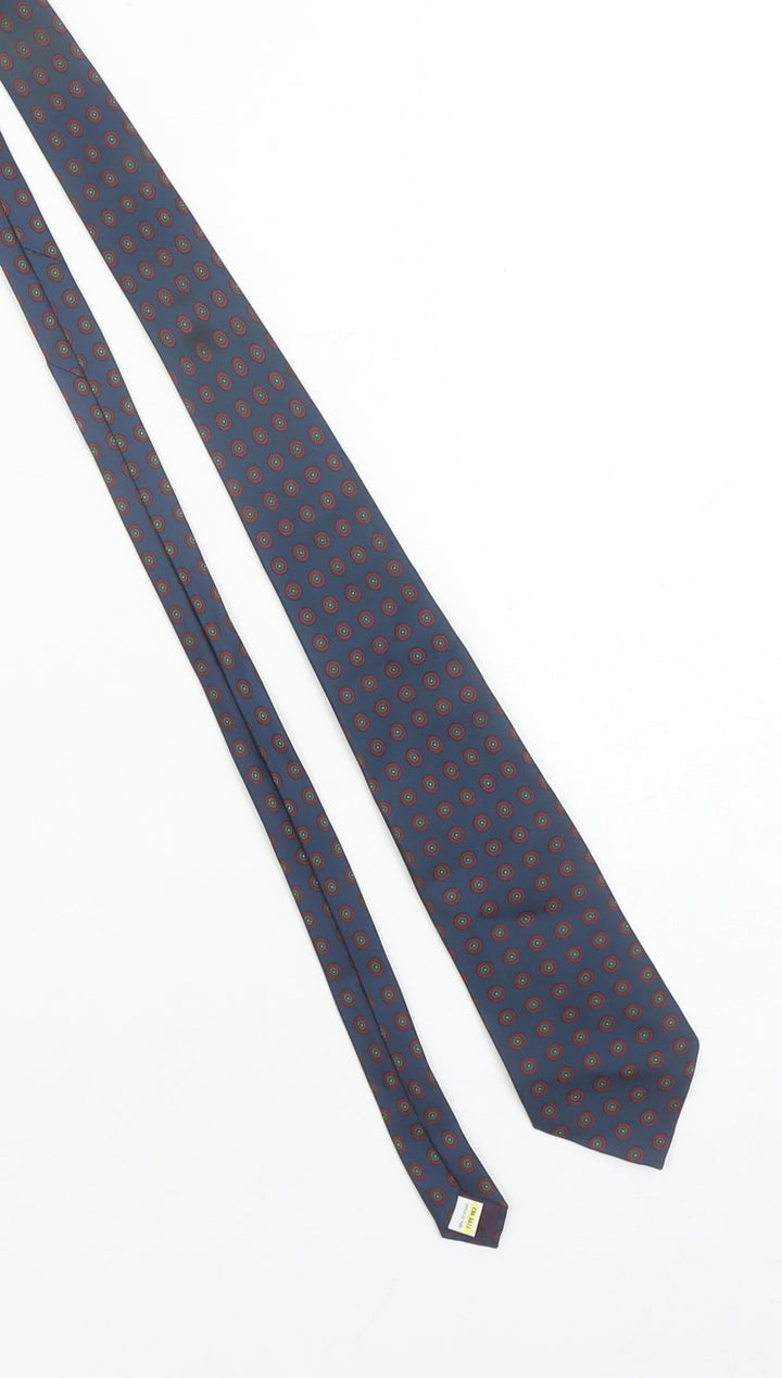 Marks and Spencer St Michael Men's Blue Silk Patterned Tie
