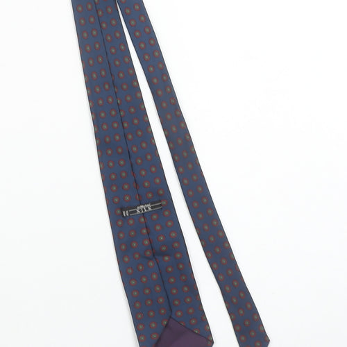 Marks and Spencer St Michael Men's Blue Silk Patterned Tie